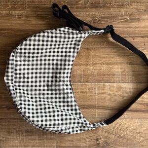 Baggu Black and White Gingham Crescent Shoulder Bag